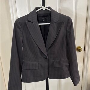 Nine West Gray Blazer Classic Tailored Suit Jacket